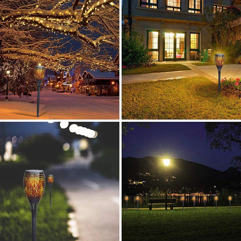 4pcs LED Solar Flickering Flame Torch Lights Outdoor Garden Path Landscape Lamps V528-SOLARLAMP-12LED-4PCS-80295
