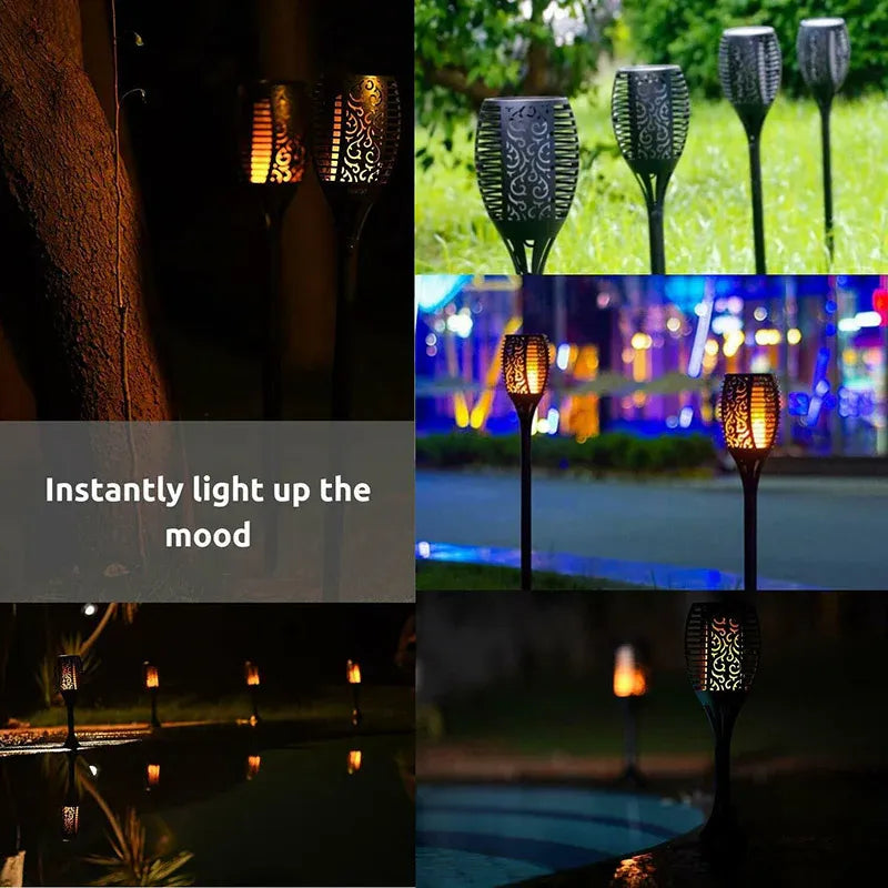 4pcs LED Solar Flickering Flame Torch Lights Outdoor Garden Path Landscape Lamps V528-SOLARLAMP-12LED-4PCS-80295