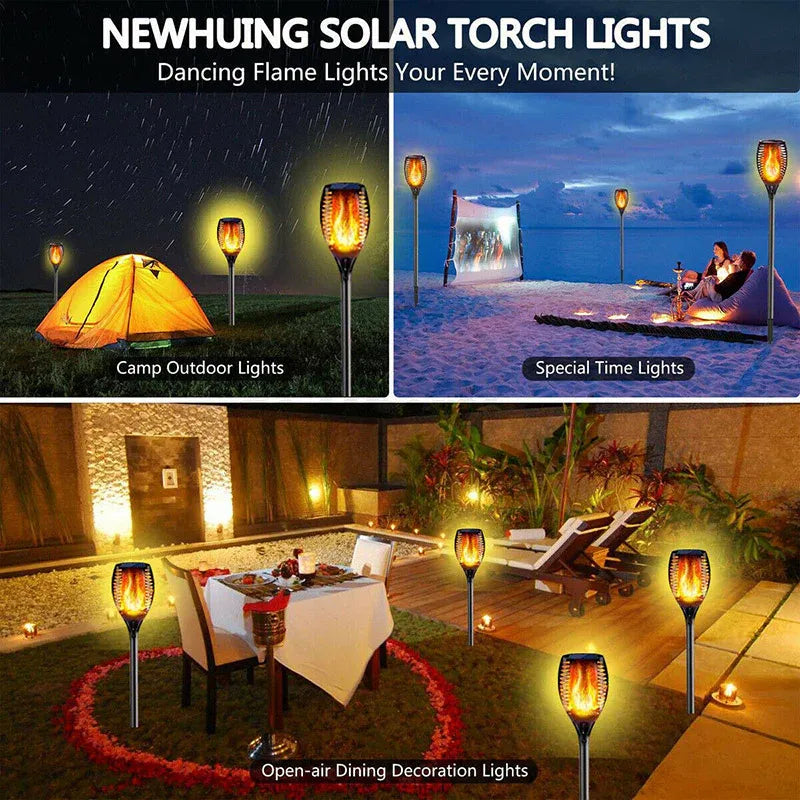 4pcs LED Solar Flickering Flame Torch Lights Outdoor Garden Path Landscape Lamps V528-SOLARLAMP-12LED-4PCS-80295