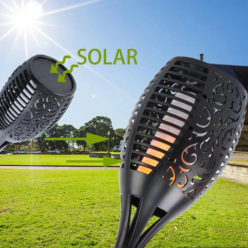 4pcs LED Solar Flickering Flame Torch Lights Outdoor Garden Path Landscape Lamps V528-SOLARLAMP-12LED-4PCS-80295