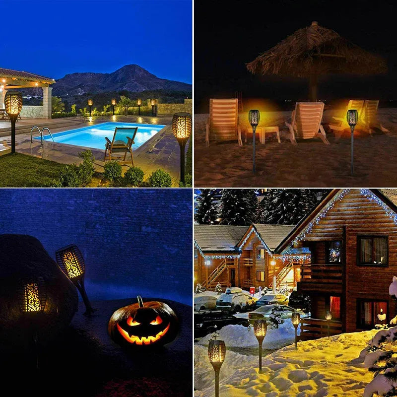 4pcs LED Solar Flickering Flame Torch Lights Outdoor Garden Path Landscape Lamps V528-SOLARLAMP-12LED-4PCS-80295