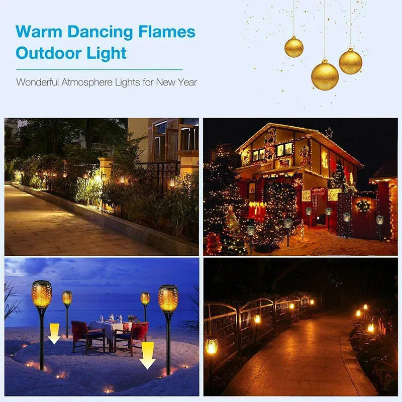 4pcs LED Solar Flickering Flame Torch Lights Outdoor Garden Path Landscape Lamps V528-SOLARLAMP-12LED-4PCS-80295