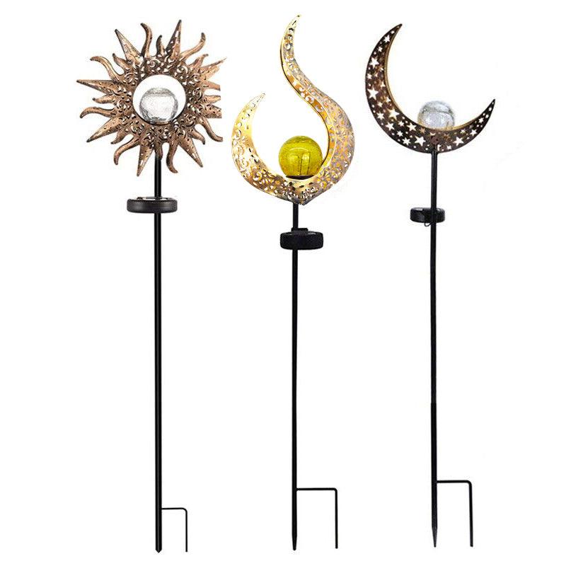 Solar Lights LED Garden Decor Outdoor Path Lights Lawn Light Lantern Lamp - 1X Moon V528-SOLARLAWNLIGHT-MOON-GOLD-953914