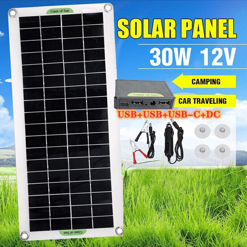 30W Usb Solar Panel Kit Battery Charger Controller Caravan Boat Outdoor Camping V528-SOLARPANELKIT-872734