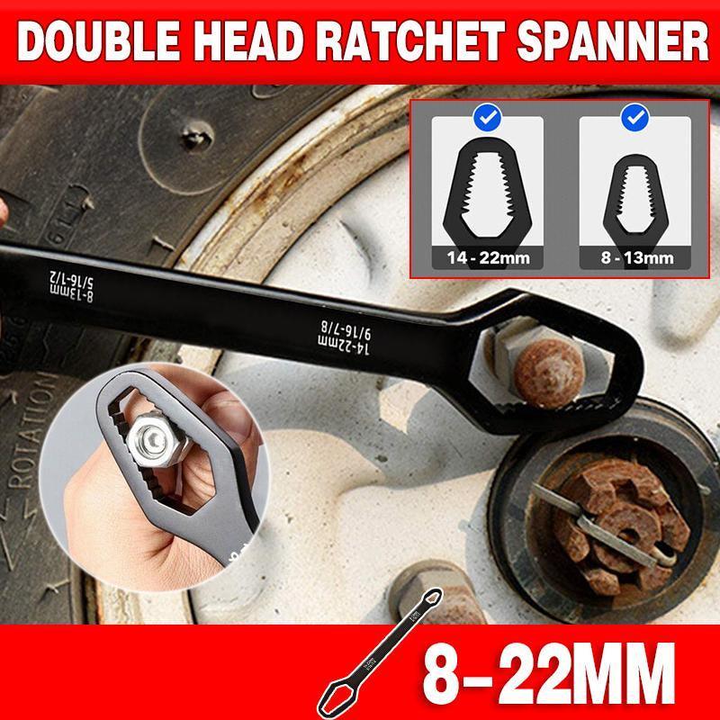 Universal Plum Screw Nuts Wrench 8-22mm Double Head Ratchet Spanner Repair Tools V528-SPANNERREPAIRTOOLS-BLACK997282
