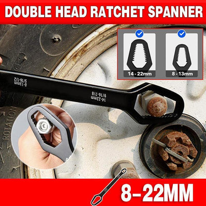 Universal Plum Screw Nuts Wrench 8-22mm Double Head Ratchet Spanner Repair Tools V528-SPANNERREPAIRTOOLS-BLACK997282