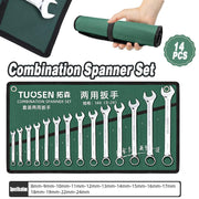 14 Piece Metric Combination Spanner Set with Roll Bag 8mm to 24mm Heavy Duty V528-SPANNERSET-838012