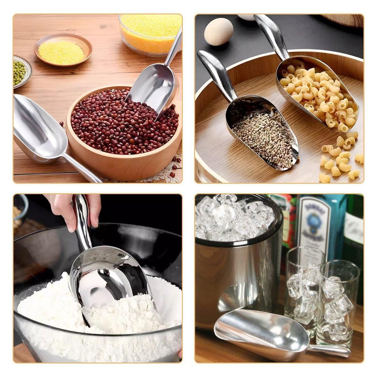 4 Sizes Aluminum Alloy Ice Shovel Flour Rice Scoop Multipurpose Kitchen Tool - M V528-SPATULA-M-386905