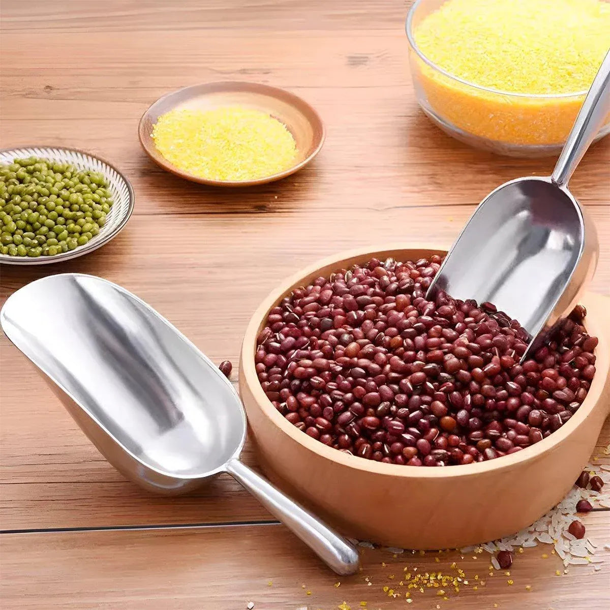 4 Sizes Aluminum Alloy Ice Shovel Flour Rice Scoop Multipurpose Kitchen Tool - XL V528-SPATULA-XL-818156