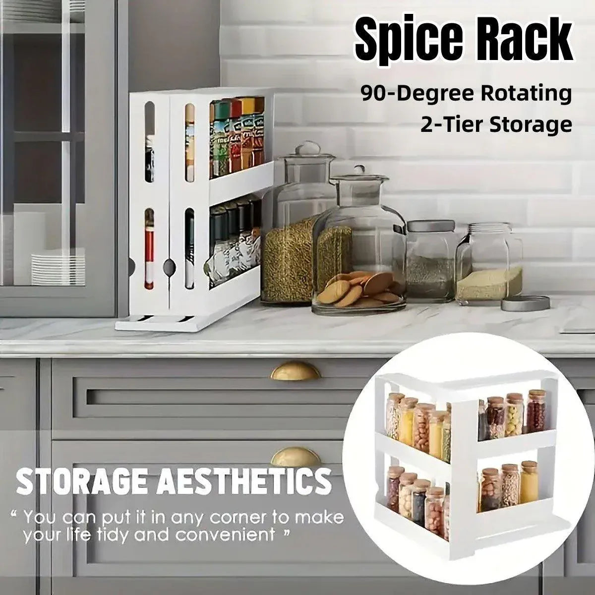 Rotating Spice Rack Kitchen Organizer Food Storage Rack Spice Organizer Stand V528-SPICE-RACK-264912