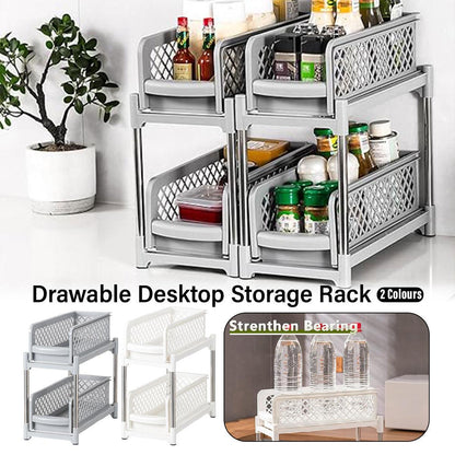 Bathroom Kitchen Sink Storage Rack Drawer Plastic Shelf Seasoning Holder - Grey V528-SPICE-RACK-GREY-496428