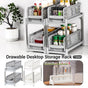Bathroom Kitchen Sink Storage Rack Drawer Plastic Shelf Seasoning Holder - Grey V528-SPICE-RACK-GREY-496428