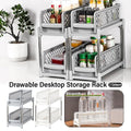 Bathroom Kitchen Sink Storage Rack Drawer Plastic Shelf Seasoning Holder - White V528-SPICE-RACK-WHITE-898700