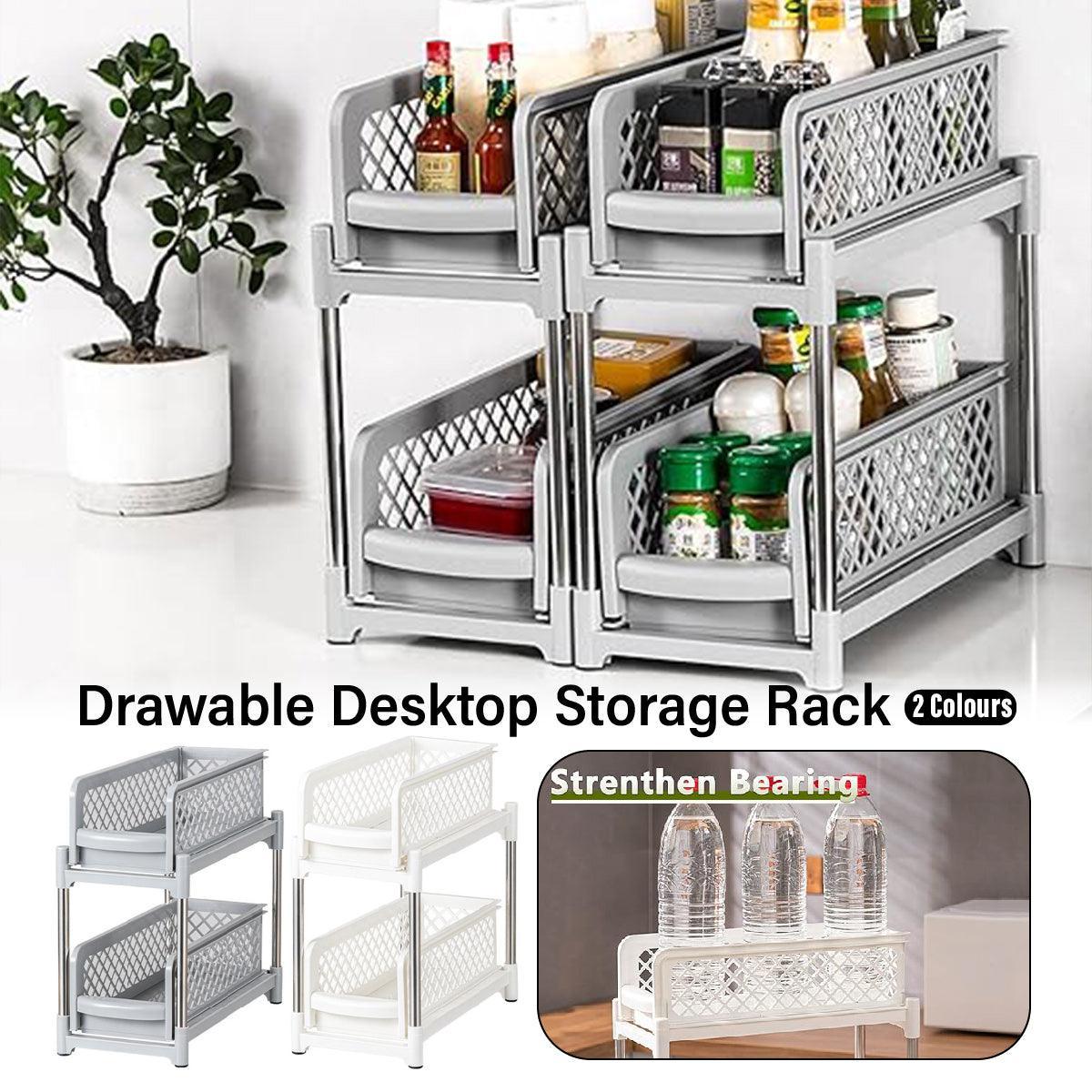 Bathroom Kitchen Sink Storage Rack Drawer Plastic Shelf Seasoning Holder - White V528-SPICE-RACK-WHITE-898700