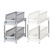 Bathroom Kitchen Sink Storage Rack Drawer Plastic Shelf Seasoning Holder - White V528-SPICE-RACK-WHITE-898700