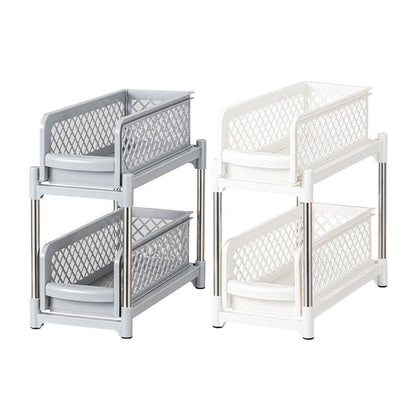 Bathroom Kitchen Sink Storage Rack Drawer Plastic Shelf Seasoning Holder - White V528-SPICE-RACK-WHITE-898700