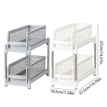 Bathroom Kitchen Sink Storage Rack Drawer Plastic Shelf Seasoning Holder - White V528-SPICE-RACK-WHITE-898700