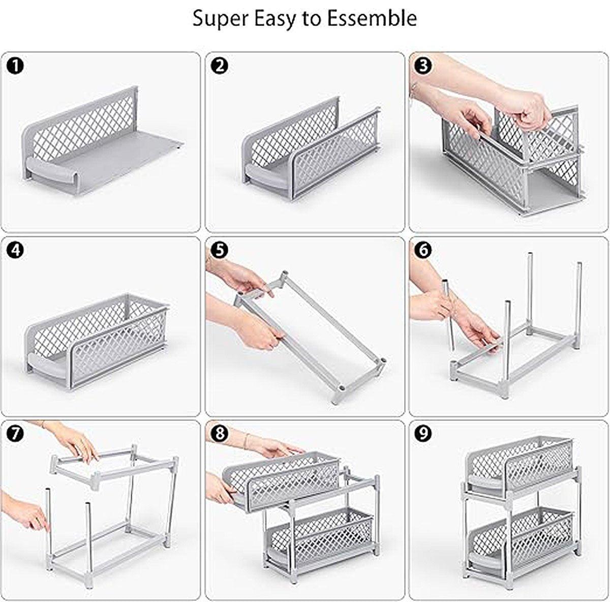 Bathroom Kitchen Sink Storage Rack Drawer Plastic Shelf Seasoning Holder - White V528-SPICE-RACK-WHITE-898700