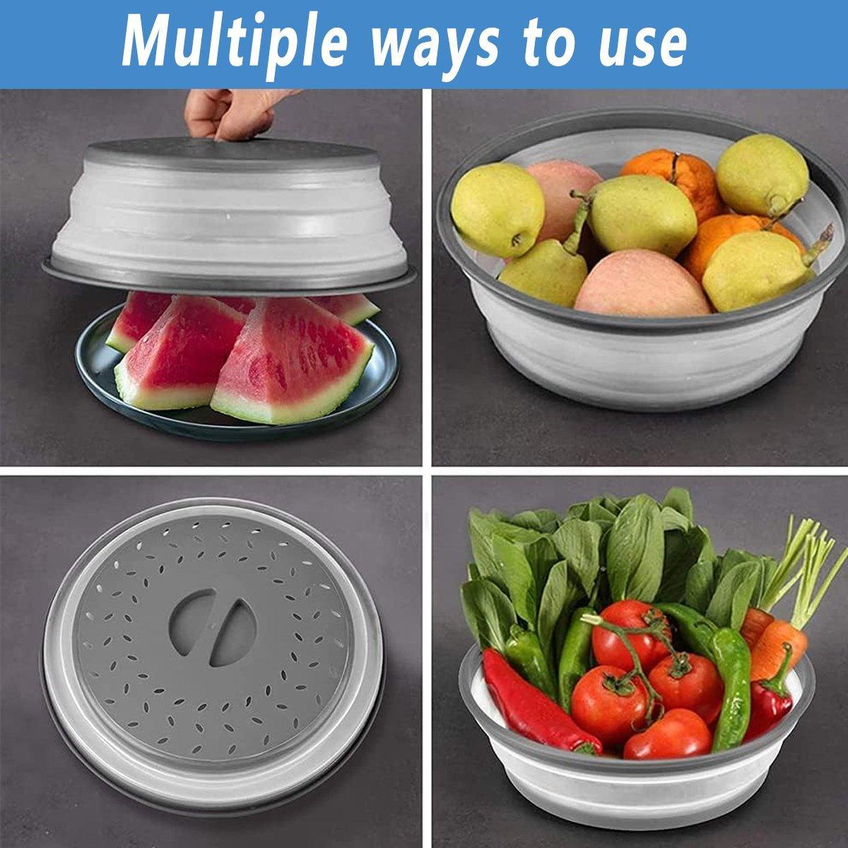 Multifunctional Microwave Oven Food Cover Heat Resistant Folding Splash Guard - Grey V528-SPLASH-GUARD-GREY-890375