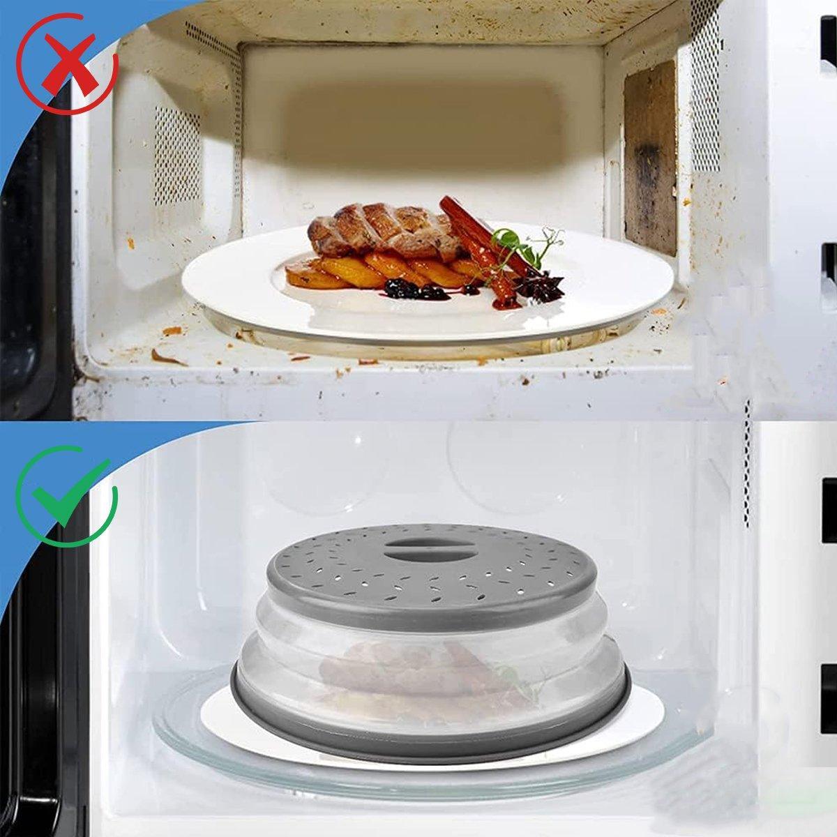 Multifunctional Microwave Oven Food Cover Heat Resistant Folding Splash Guard - Grey V528-SPLASH-GUARD-GREY-890375