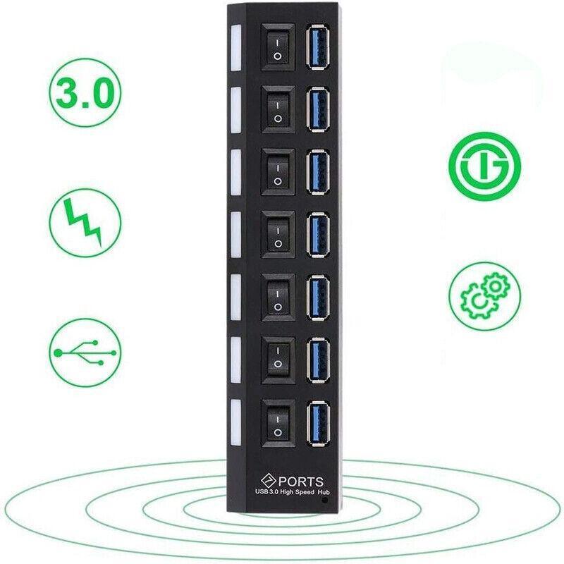 7 Port Usb 3.0 High Speed Extension Hub Splitter Extender For Pc Laptop Macbook - White V528-SPLITTERETENDER-WHITE-351474