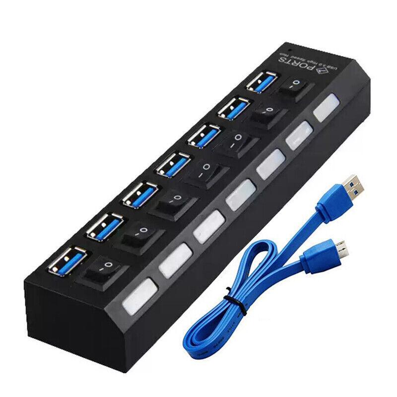7 Port Usb 3.0 High Speed Extension Hub Splitter Extender For Pc Laptop Macbook - White V528-SPLITTERETENDER-WHITE-351474