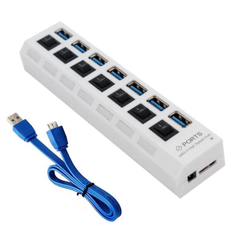 7 Port Usb 3.0 High Speed Extension Hub Splitter Extender For Pc Laptop Macbook - White V528-SPLITTERETENDER-WHITE-351474