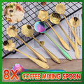 8X Spoon Long Handle Dessert Tea Coffee Mixing Spoon Stainless Steel Teaspoon - Gold V528-SPOON-GOLD-8PCS-94747
