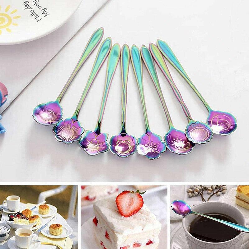 8X Spoon Long Handle Dessert Tea Coffee Mixing Spoon Stainless Steel Teaspoon - Gold V528-SPOON-GOLD-8PCS-94747