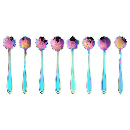 8X Spoon Long Handle Dessert Tea Coffee Mixing Spoon Stainless Steel Teaspoon - Gold V528-SPOON-GOLD-8PCS-94747