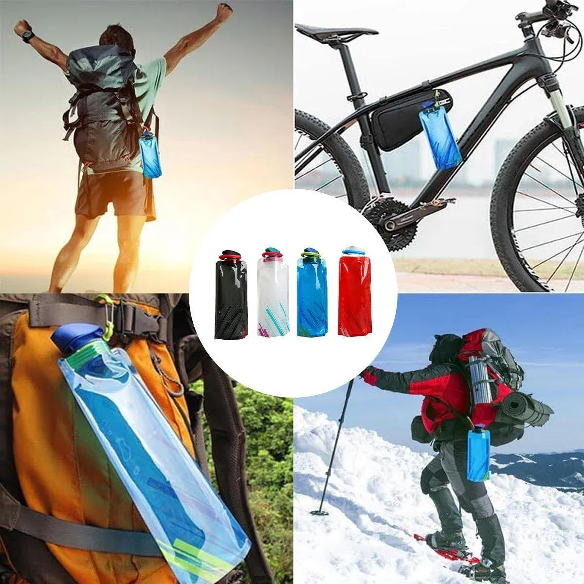 4PCS Portable 700ML Folding Water Storage Bag PE for Riding Sports Hiking Kettle V528-SPORTS-WATER-BOTTLE-4PCS-550432
