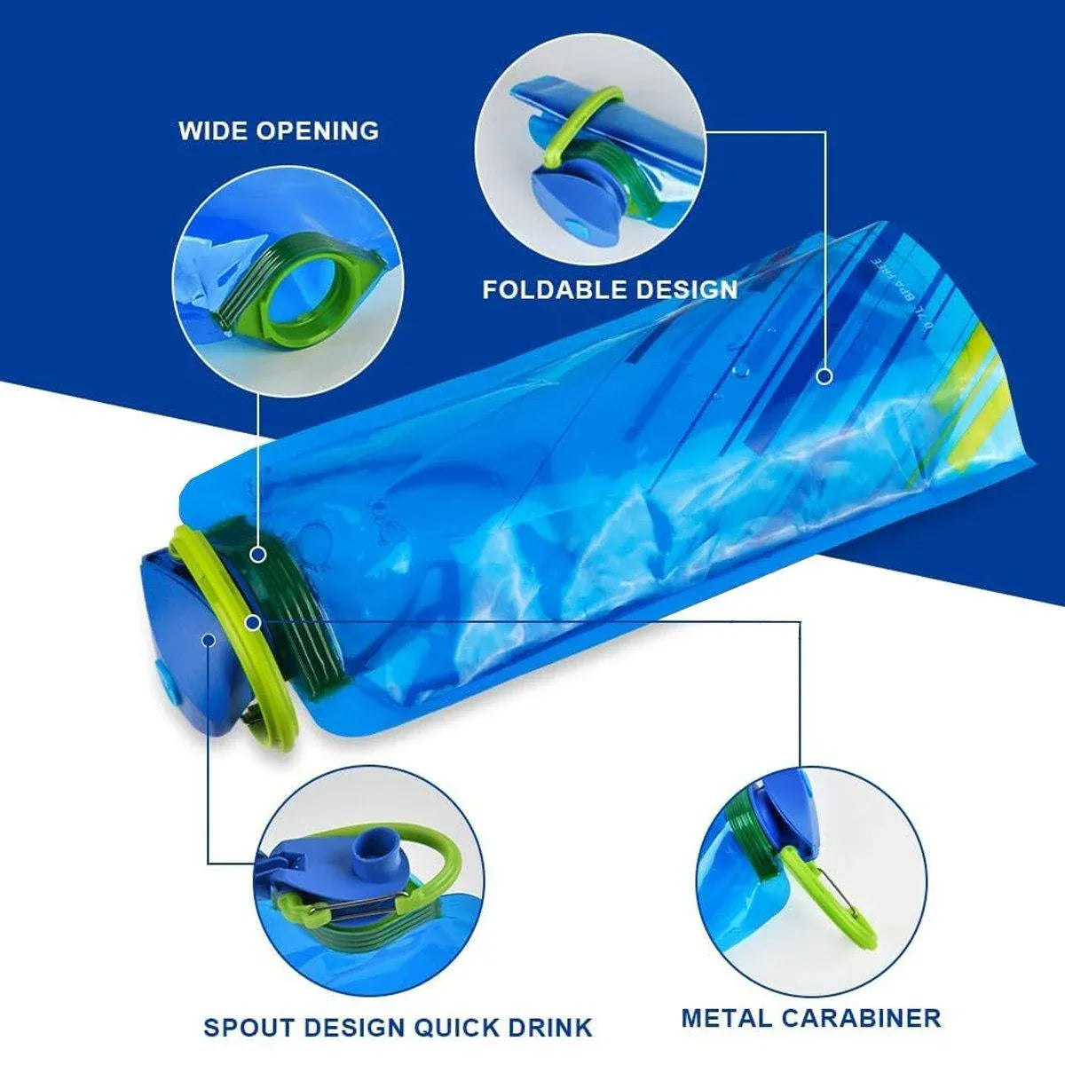 4PCS Portable 700ML Folding Water Storage Bag PE for Riding Sports Hiking Kettle V528-SPORTS-WATER-BOTTLE-4PCS-550432