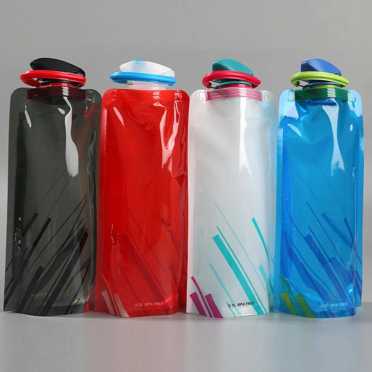 4PCS Portable 700ML Folding Water Storage Bag PE for Riding Sports Hiking Kettle V528-SPORTS-WATER-BOTTLE-4PCS-550432