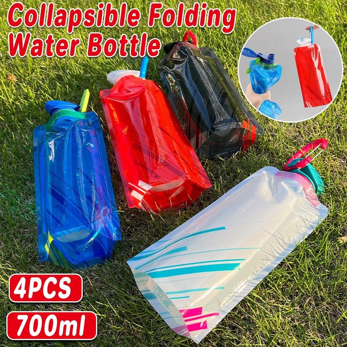 4PCS Portable 700ML Folding Water Storage Bag PE for Riding Sports Hiking Kettle V528-SPORTS-WATER-BOTTLE-4PCS-550432