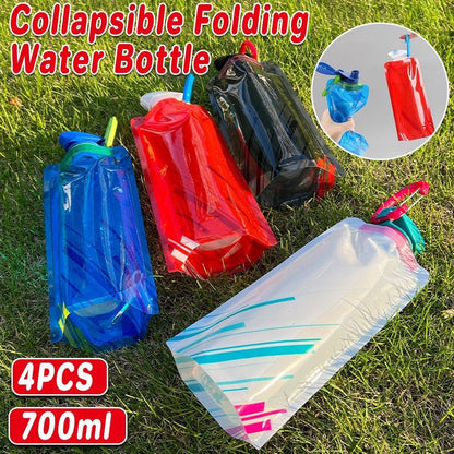 4PCS Portable 700ML Folding Water Storage Bag PE for Riding Sports Hiking Kettle V528-SPORTS-WATER-BOTTLE-4PCS-550432