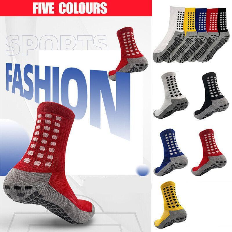 Anti-Slip Sports Socks with PVC Grip Dots for Soccer Basketball and Training Use - Red V528-SPORTSSOCKS-RED-579137