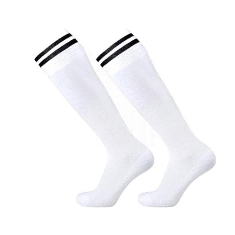 Mens Womens Sports Breathable Tube Long High Socks Knee Warm Casual Footy Soccer - White+Blue V528-SPORTSSOCKS-WHITEBLUE-820115