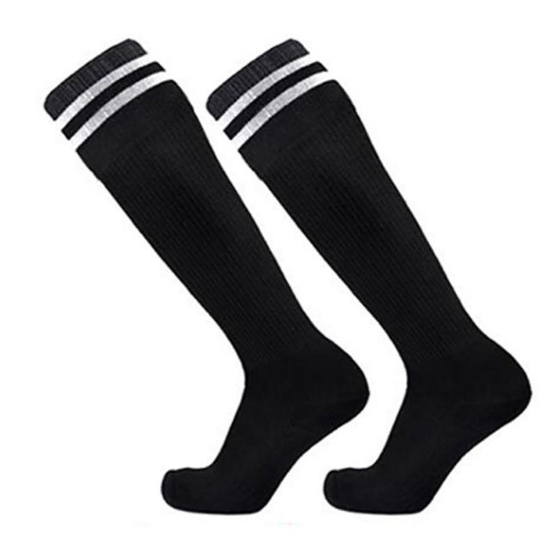 Mens Womens Sports Breathable Tube Long High Socks Knee Warm Casual Footy Soccer - White+Blue V528-SPORTSSOCKS-WHITEBLUE-820115