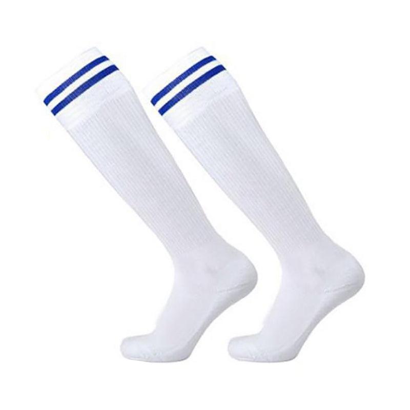 Mens Womens Sports Breathable Tube Long High Socks Knee Warm Casual Footy Soccer - White+Red V528-SPORTSSOCKS-WHITERED-507819