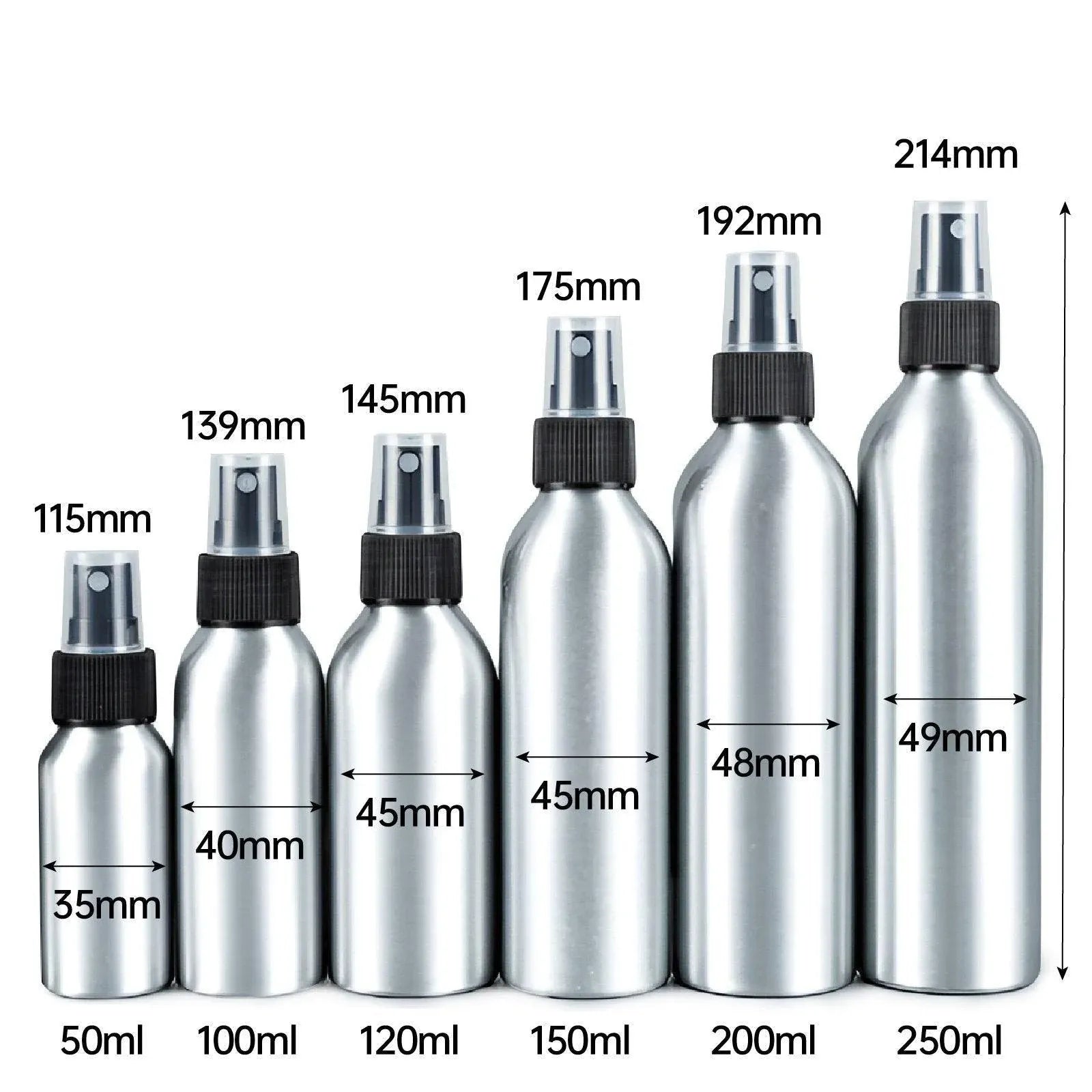 10pcs Travel Size Refillable Aluminum Spray Bottles Toner Cleaning Solution Mist - 10pcs-100ml V528-SPRAY-BOTTLE-10PCS-100ML-843125