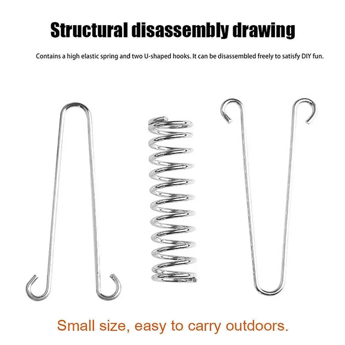 1-15PCS Outdoor Camping Tent Spring Wind Rope Buckle Fix Hook Buckles Silver Red - 5pcs
