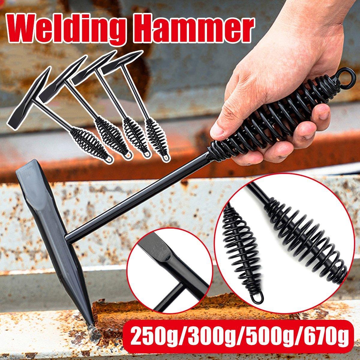 Welding Chipping Hammer Spring Handle Hold Heart Cleaning Harden DIY Metal Black - 500g