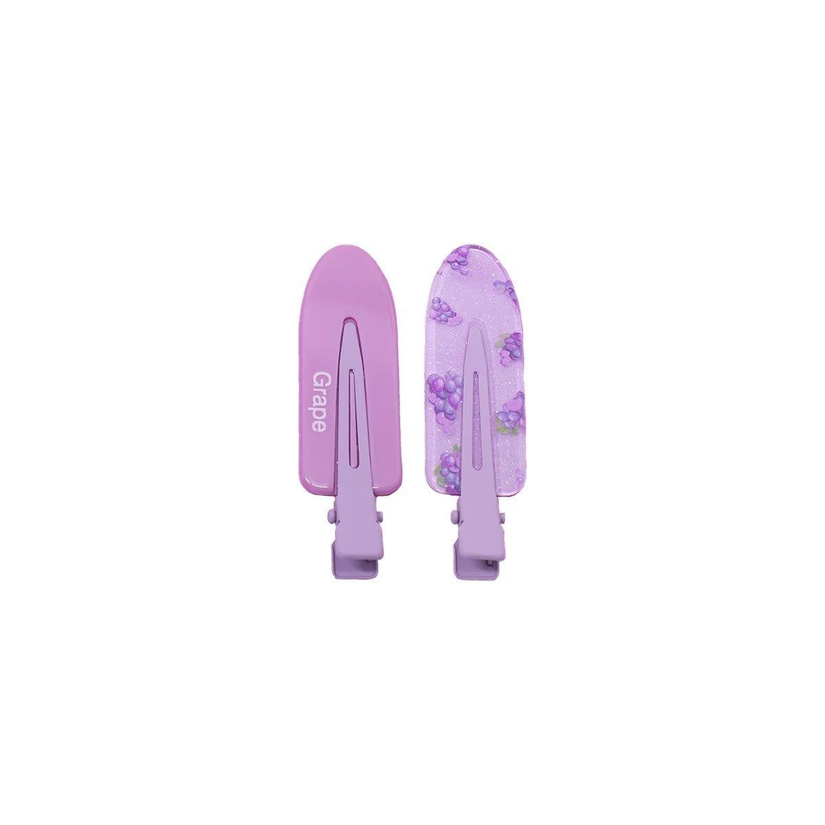 2PCS Juice Series Hair Clip Makeup Hair Accessories Colourful Hair Barrettes - Grapes V528-SPRING-JUICE-GRAPES-530704