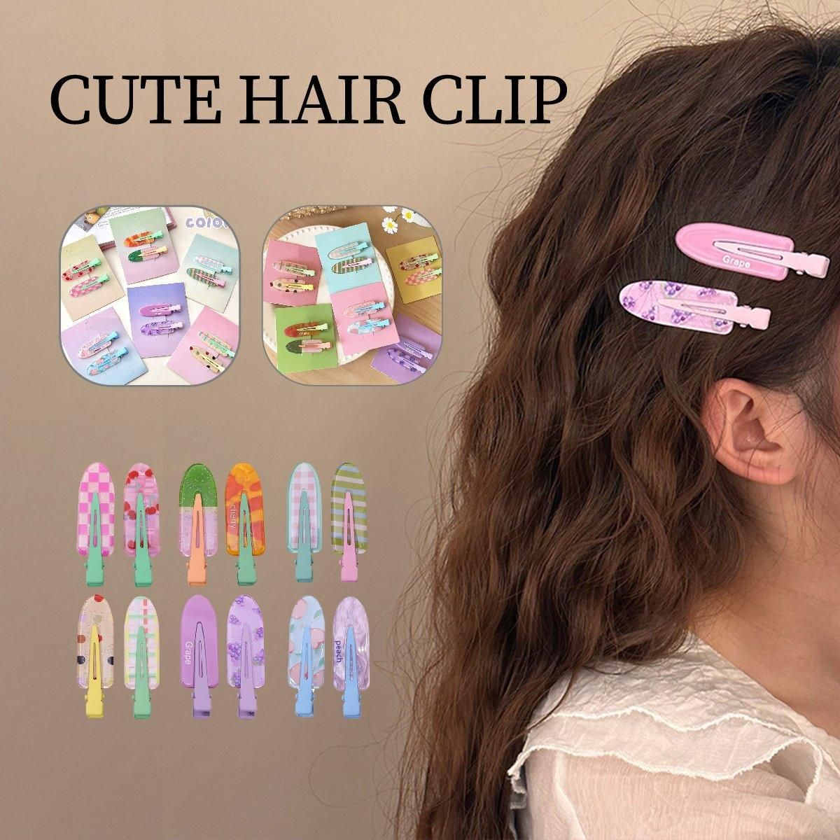 2PCS Juice Series Hair Clip Makeup Hair Accessories Colourful Hair Barrettes - Peach V528-SPRING-JUICE-PEACH-312493
