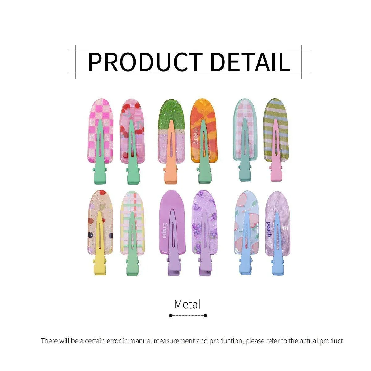 2PCS Juice Series Hair Clip Makeup Hair Accessories Colourful Hair Barrettes - Peach V528-SPRING-JUICE-PEACH-312493