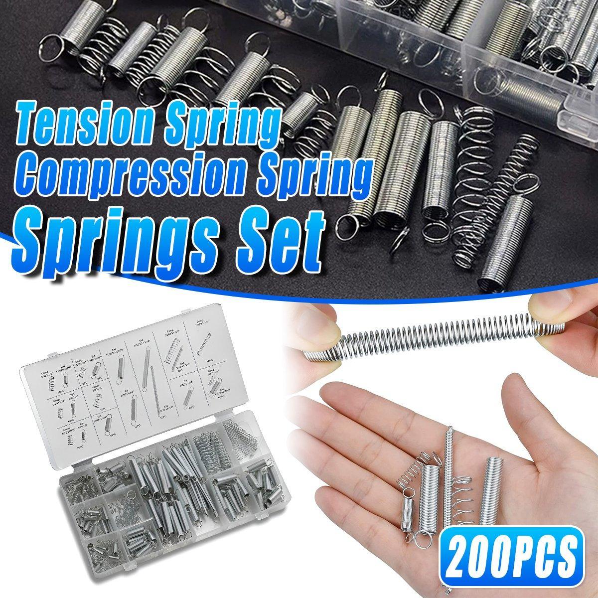 200PCS Tension Compression Springs Assortment DIY Projects Repair Tools V528-SPRING-SLEEVE-426153