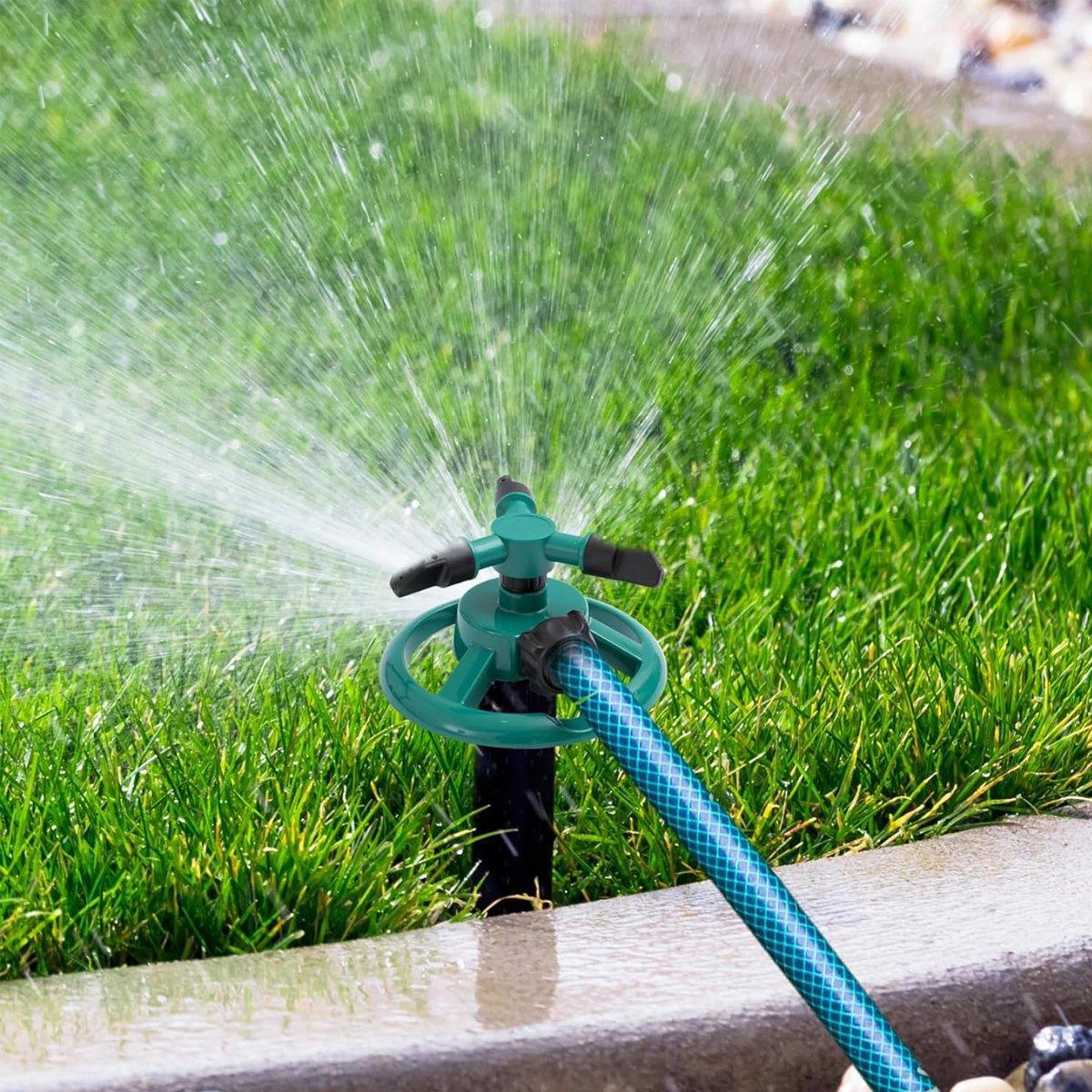 Small Disc Sprinkler 360 Degree Rotating Garden Sprayer Three Prong Spray Water - Green V528-SPRINKLER-GREEN-715320