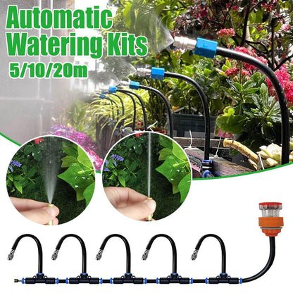 5M 10M 20M Garden Watering System Adjustable Spray Irrigation Hose Sprinkler - 10m V528-SPRINKLER-SET-10M-704655
