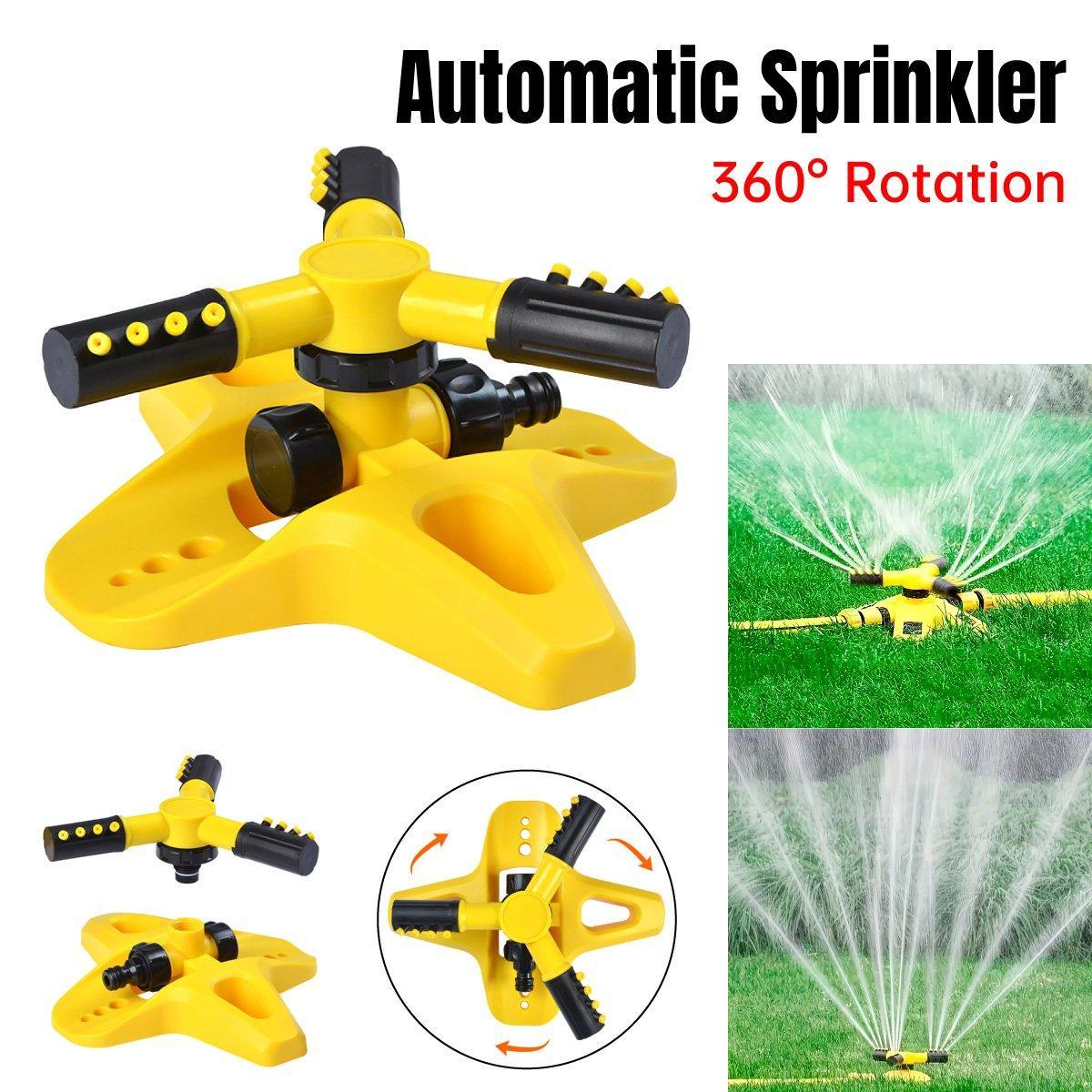 360 Degree Rotating Yellow Sprinkler Automatic Lawn Garden Watering System Villa V528-SPRINKLER-YELLOW-152120