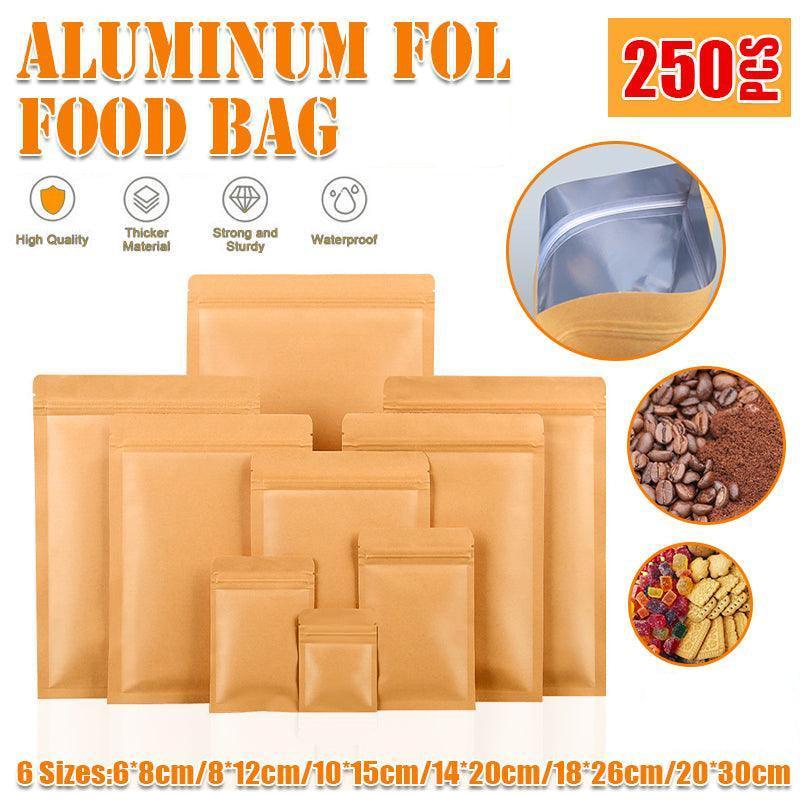 Kraft Paper Mylar Storage Self Seal Packing Pouches Aluminum Foil Packaging Bag - 6*8cm V528-SQ00003-6-8CM-250PCS-251112